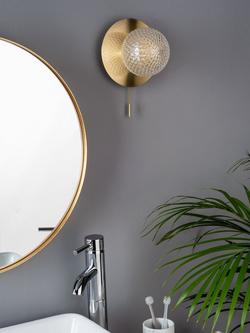 Laura Ashley Prague Textured Glass Bathroom Wall Light - view 2, Clear/Brass