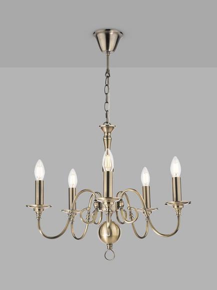 Laura Ashley Winchester 5 Arm Ceiling Light - view 2, Antique Brass