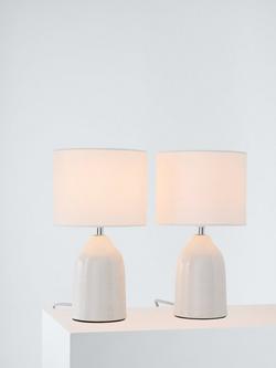 Laura Ashley Penny Ceramic Table Lamps, Set of 2, Cream, Cream