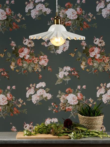 Laura Ashley Beca Ceramic Ceiling Light, Large, Gloss White, Gloss White