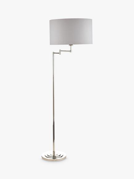 Laura Ashley Marlowe Swing Arm Floor Lamp, Polished Nickel, Polished Nickel