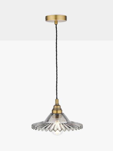 Laura Ashley Pippa Smoked Glass Ceiling Light, Aged Brass, Aged Brass