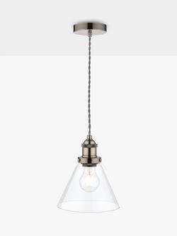 Laura Ashley Isaac Glass Ceiling Light, Satin Nickel