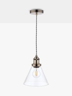 Laura Ashley Isaac Glass Ceiling Light - view 2, Satin Nickel