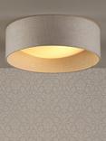 Laura Ashley Bacall Linen Concave Flush Ceiling Light, Woven Silver
