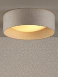 Laura Ashley Bacall Linen Concave Flush Ceiling Light, Woven Silver