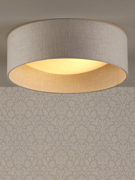 Laura Ashley Bacall Linen Concave Flush Ceiling Light, Woven Silver, Woven Silver