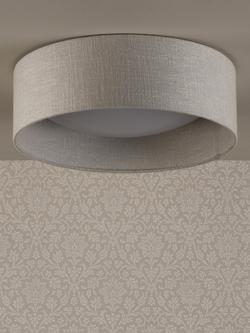 Laura Ashley Bacall Linen Concave Flush Ceiling Light, Woven Silver - view 2, Woven Silver