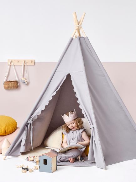 The Little Green Sheep Kids' Play Teepee - view 2, Dove Grey