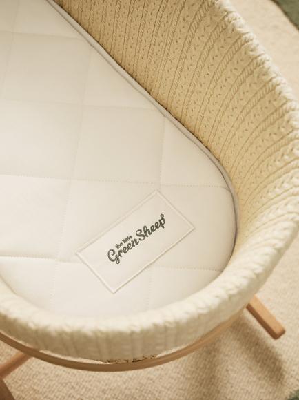 The Little Green Sheep Moses Basket Mattress, 74 x 28cm - view 2, Off White