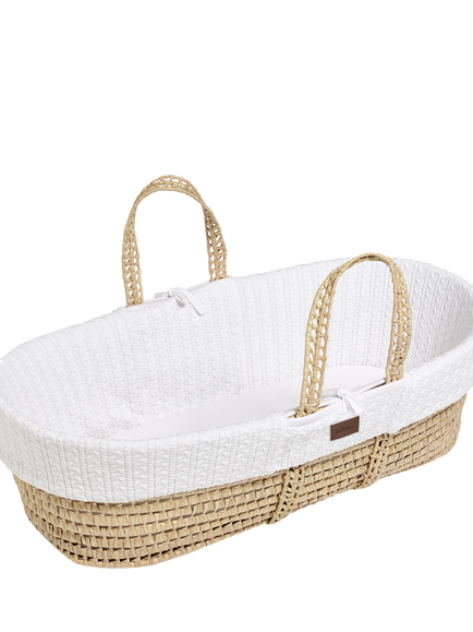 The Little Green Sheep Organic Knitted Moses Basket & Mattress, White