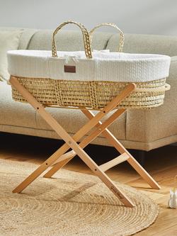 The Little Green Sheep Organic Knitted Moses Basket & Mattress - view 2, White