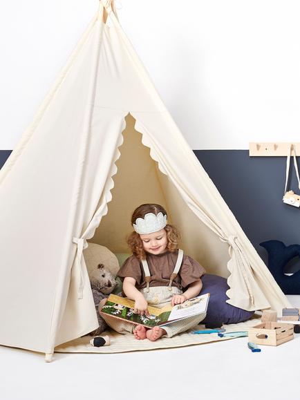 The Little Green Sheep Kids' Play Teepee - view 2, Off White