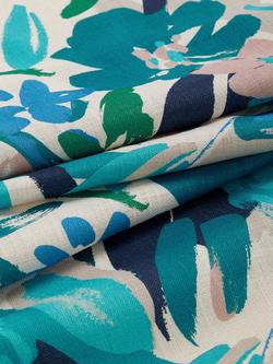 John Lewis Abstract Blossom Furnishing Fabric, Turquoise - view 2, Turquoise