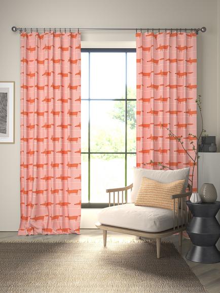 Scion Midi Fox Furnishing Fabric - view 2, Milkshake/Rose
