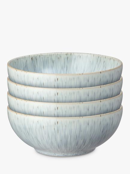Denby Halo Speckle Stoneware Cereal Bowls, Set of 4, 17cm, Grey, Grey