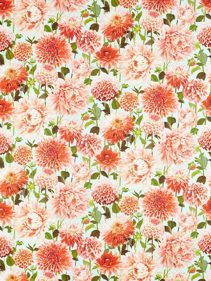 Harlequin Dahlia Furnishing Fabric, Coral/Fig Leaf/Sky
