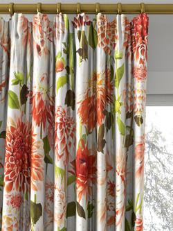 Harlequin Dahlia Made to Measure Curtains or Roman Blind, Coral/Fig Leaf/Sky - view 2, Coral/Fig Leaf/Sky