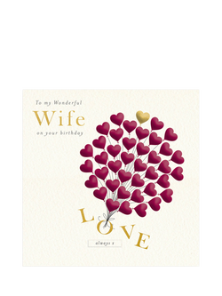 Woodmansterne Heart Balloons Wife Birthday Card, Multi