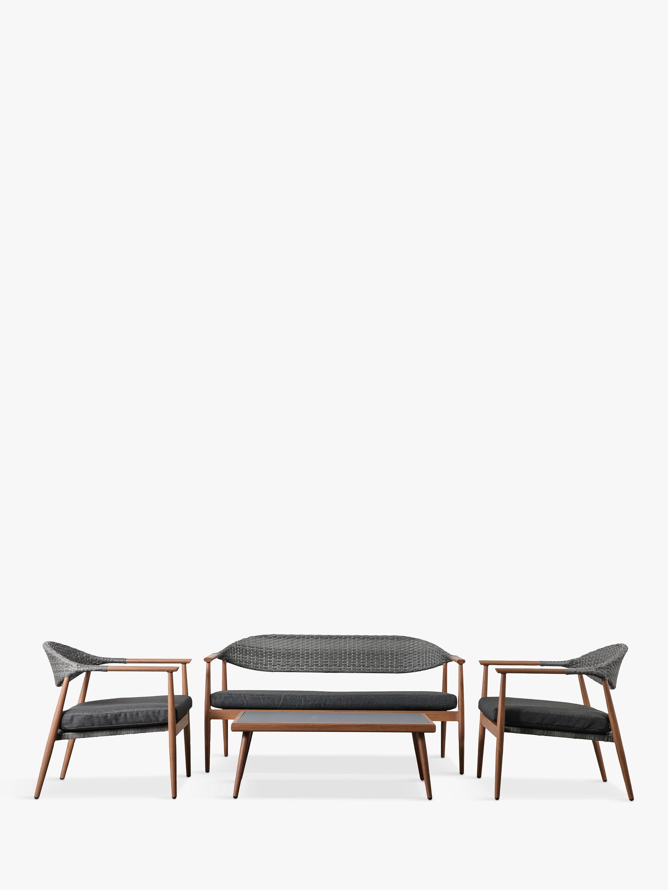 Gallery Direct Braided 4-Seater Garden Lounging Set with Coffee Table, Grey
