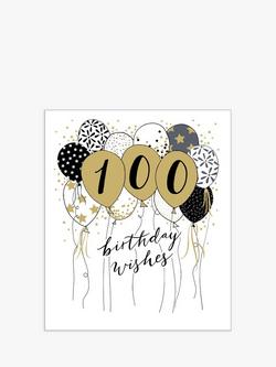 Woodmansterne Balloon Wishes 100th Birthday Card, 