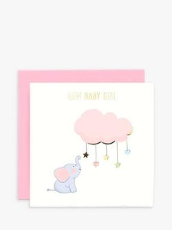 Susan O'Hanlon Elephant and Cloud New Baby Girl Card, 
