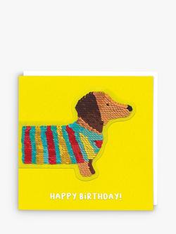 Redback Cards Sequin Sausage Dog Birthday Card, 