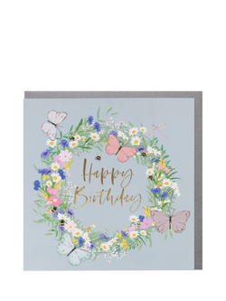 Belly Button Designs Butterfly Wreath Birthday Card, 