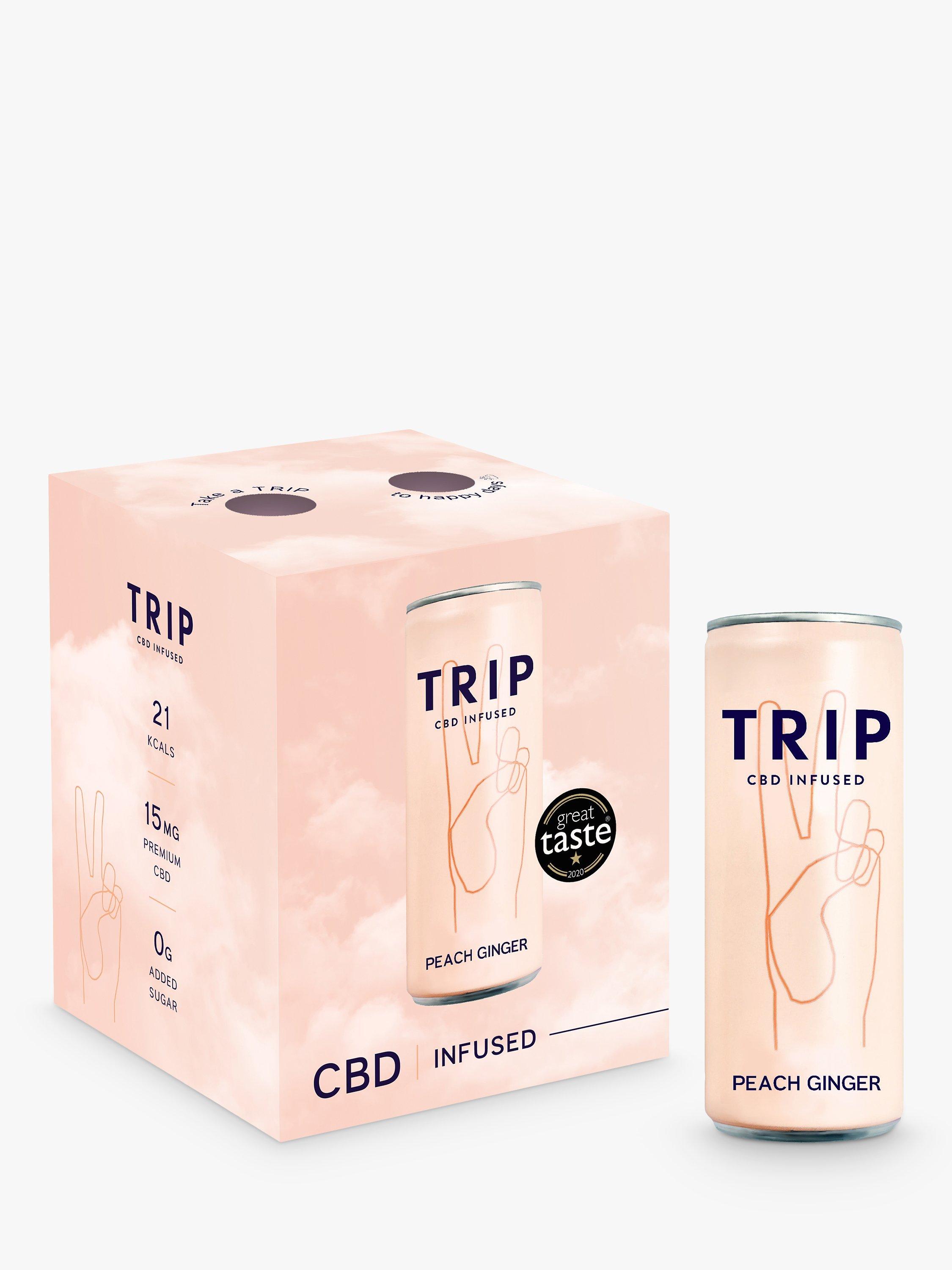 TRIP CBD Infused Peach Ginger Drink, 4 x 250ml
