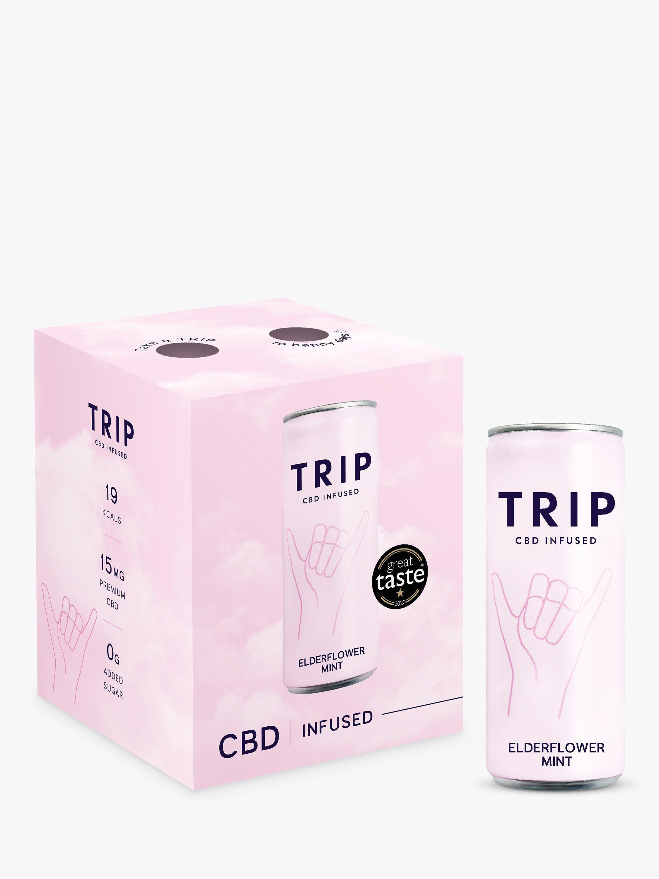 TRIP CBD Infused Elderflower Mint Drink, 4 x 250ml