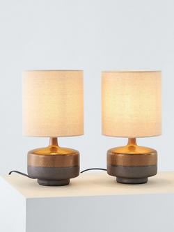 John Lewis Delaney Ceramic Duo Table Lamp, Set of 2, Bronze Glaze, Bronze Glaze