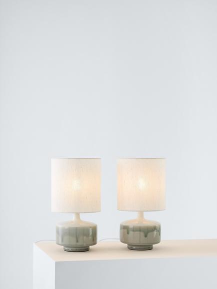 John Lewis Delaney Ceramic Duo Table Lamp, Set of 2, Light Green, Light Green