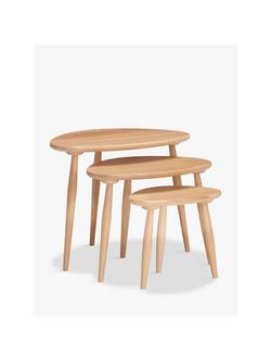 ercol for John Lewis Shalstone Nest of 3 Tables, Oak, Oak