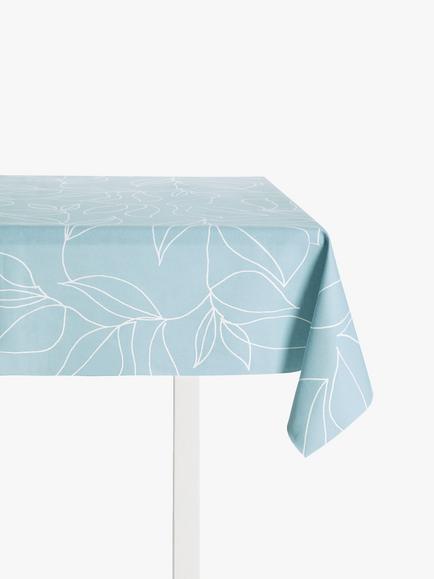 John Lewis Trailing Leaves Oilcloth Tablecloth Fabric, Celeste