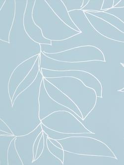 John Lewis Trailing Leaves Oilcloth Tablecloth Fabric - view 2, Celeste