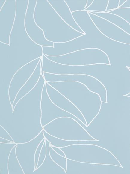 John Lewis Trailing Leaves Oilcloth Tablecloth Fabric - view 2, Celeste