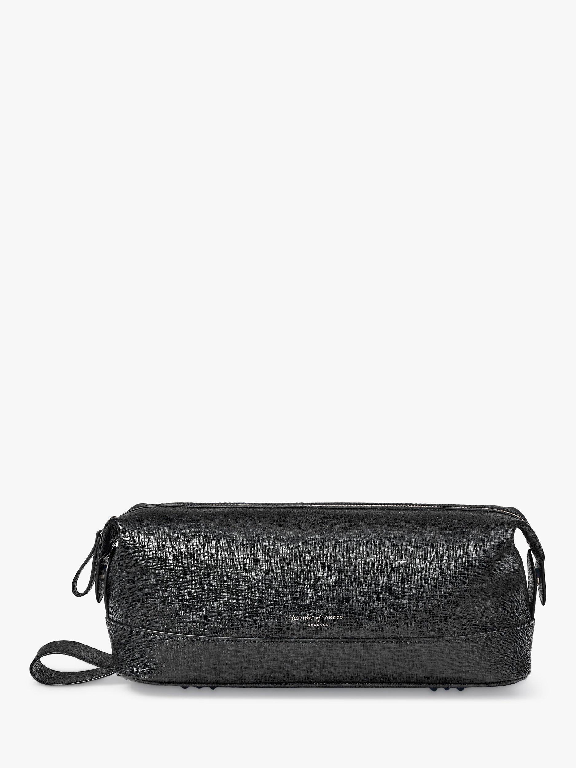 Product image 1 of 5, which shows Aspinal of London Saffiano Leather Wash Bag, Black