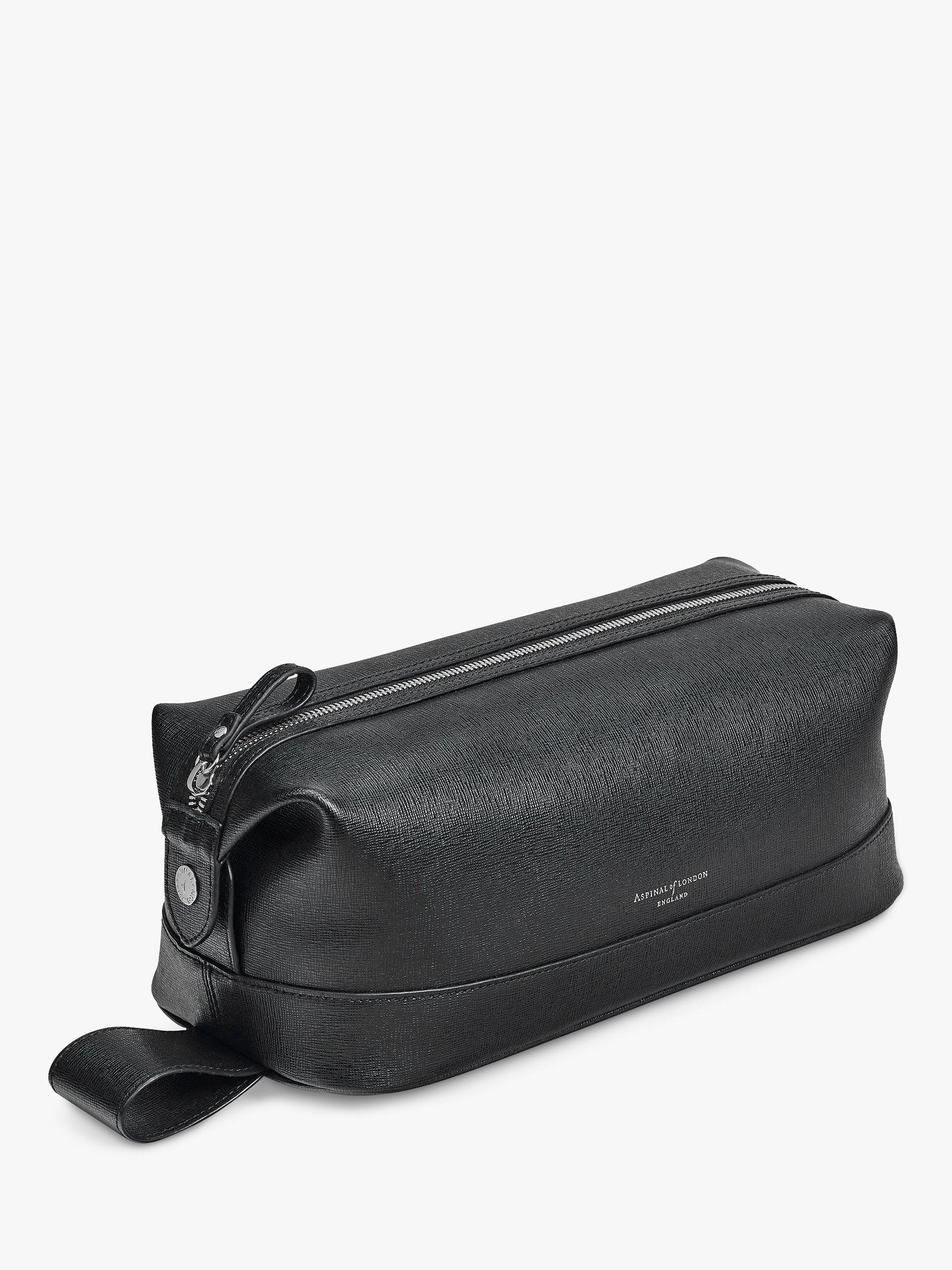 Product image 3 of 5, which shows Aspinal of London Saffiano Leather Wash Bag, Black