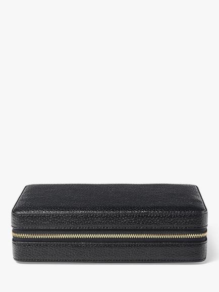 Aspinal of London Large Pebble Leather Jewellery Case, Black