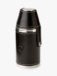 Aspinal of London Smooth Leather Stainless Steel Hunter Flask, Black