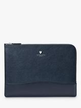 Aspinal of London City Pebble Leather Laptop Folio, Navy