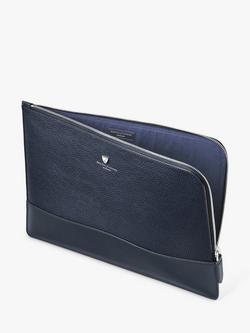 Aspinal of London City Pebble Leather Laptop Folio - view 2, Navy