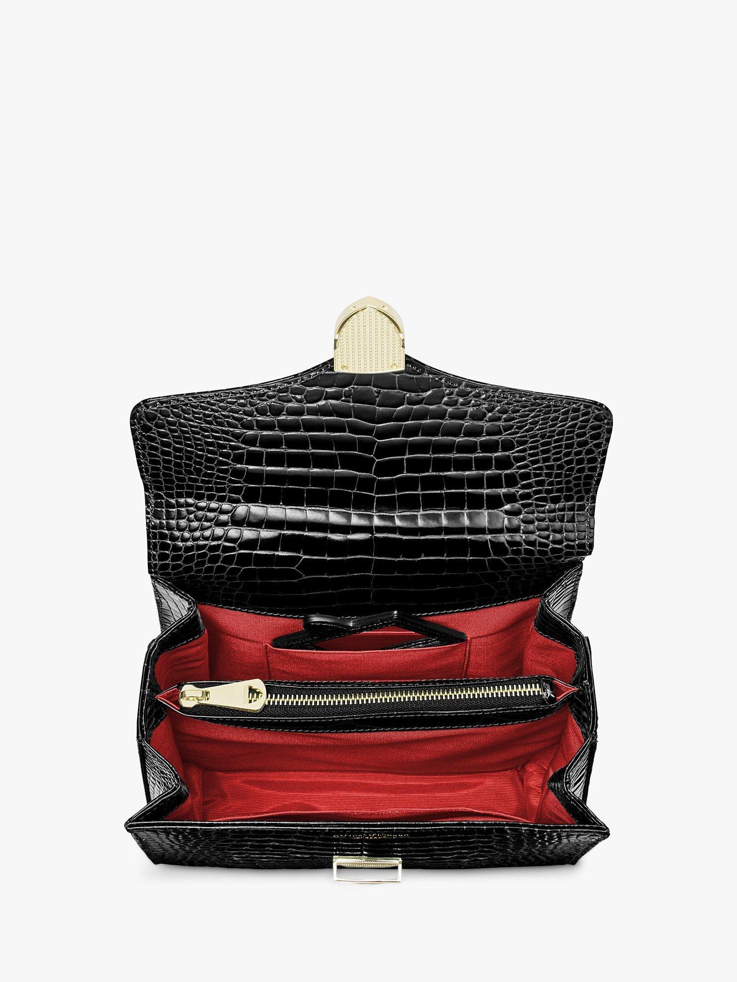 Product image 5 of 5, which shows Aspinal of London Mayfair Croc Effect Leather Cross Body Bag, Black