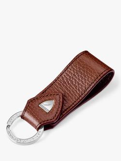 Aspinal of London Small Pebble Leather Loop Keyring, Tobacco