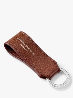 Aspinal of London Small Pebble Leather Loop Keyring - view 2, Tobacco