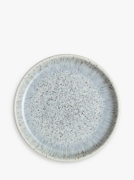Denby Halo Speckle Stoneware Medium Coupe Plates, Set of 4, 21cm, Grey - view 2, Grey