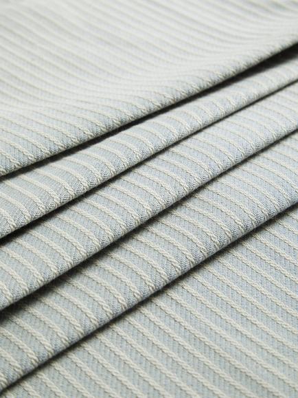 John Lewis Cotton Herringbone Stripe Furnishing Fabric - view 2, Blue Grey