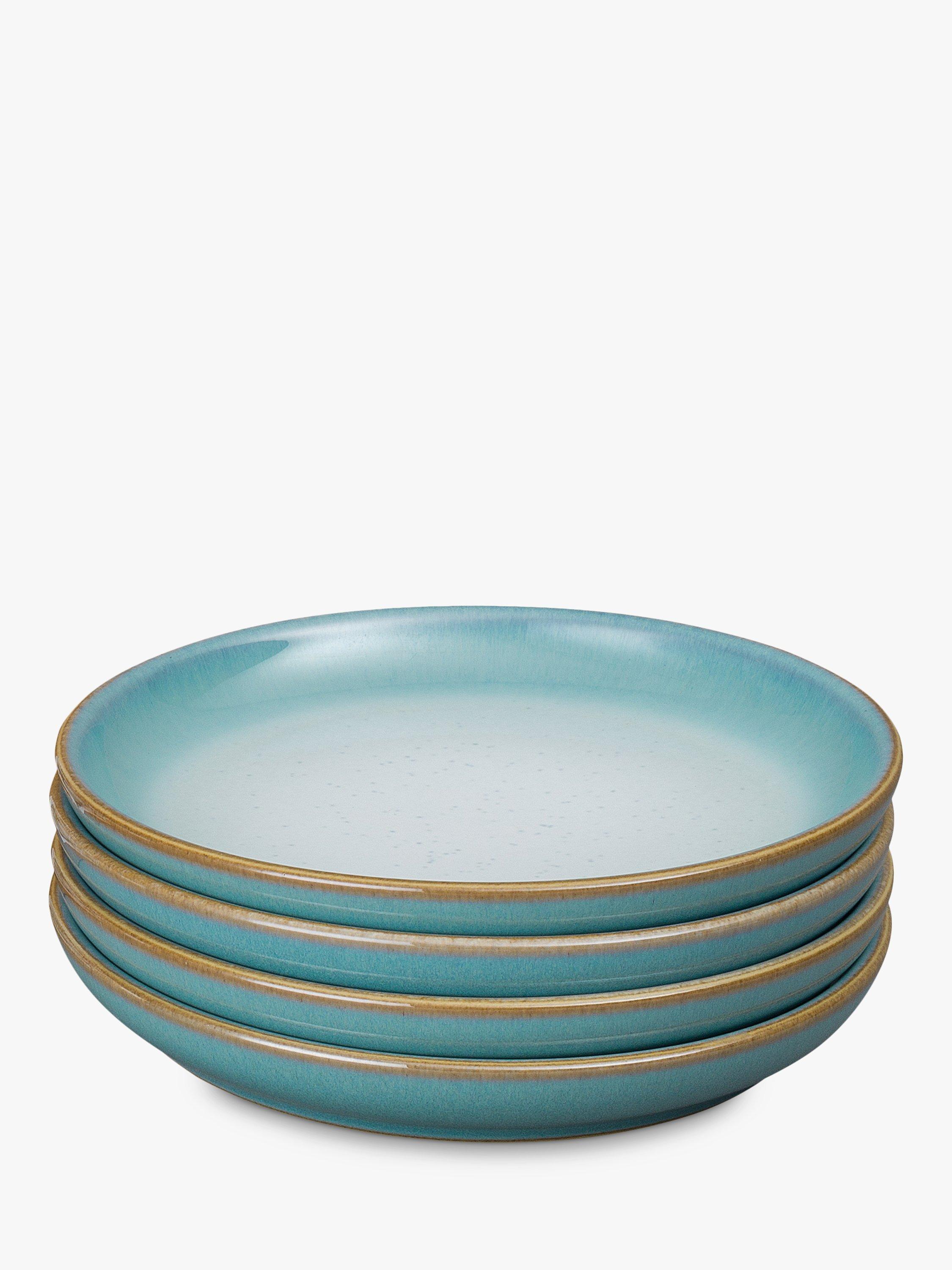 Denby Azure Haze Stoneware Small Coupe Plates, Set of 4, 17cm, Blue