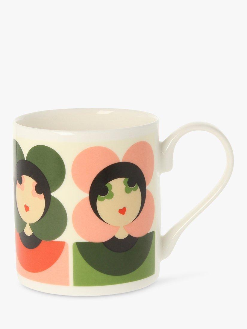 Orla Kiely Flower Ladies Bone China Mug, 300ml, Green/Pink