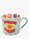 Eleanor Bowmer 'Positivity Please' Mug, 300ml, Blue/Multi